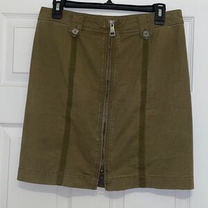 Burberry Brit Army Green Cotton Two Way Zip Mini Skirt